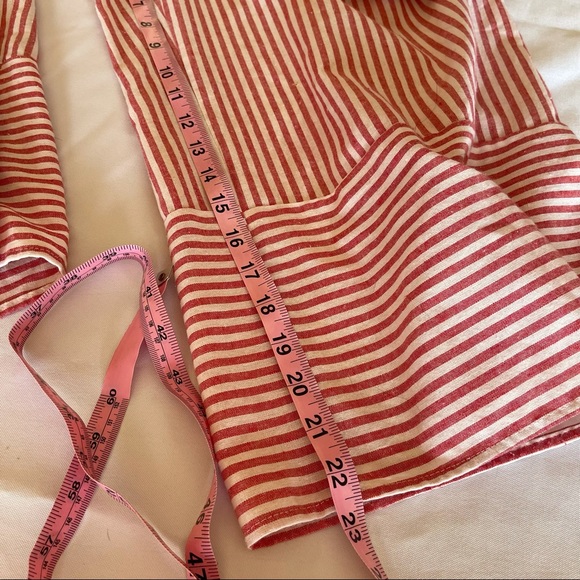 Pink Thread Red and White Stripe Cross Front Short Sleeve Jumpsuit - Picture 13 of 13